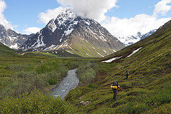 "Peters Creek backcountry beneath Mt. Rumble. Chugach Mountains, Alaska" by Paxson Woelber  Some Rights Reserved 