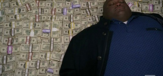 Huell on a ton of money, from Breaking Bad.